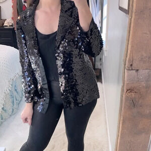 Jack B Quick Holiday black sequin jacket size large